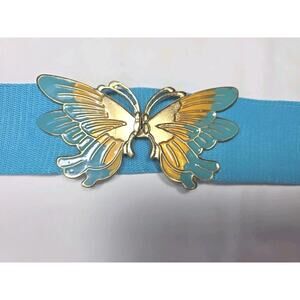 Vintage YOU & M style Turquoise Blue Butterfly Belt From The 70s & 80s 35"